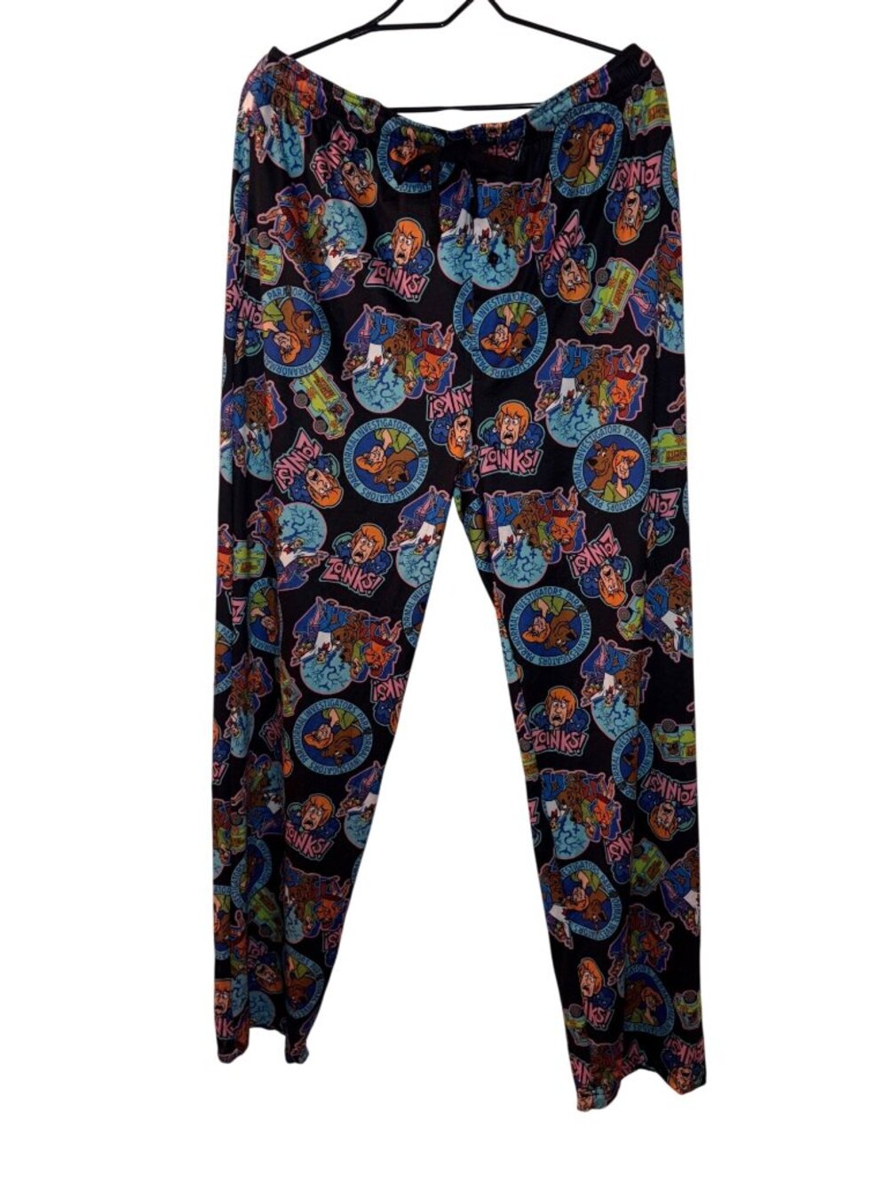 Scooby-Doo Zoinks! Mens Pajama Pants With Drawstring Waist Black With Colorful C
